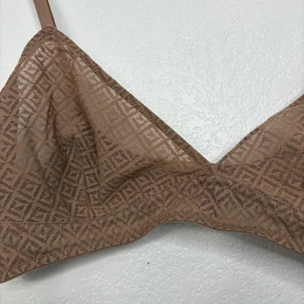 ELSE Lingerie‎ Betty Triangle Soft Bra Bronze Geometric Lace Bralette XL 38C 40B